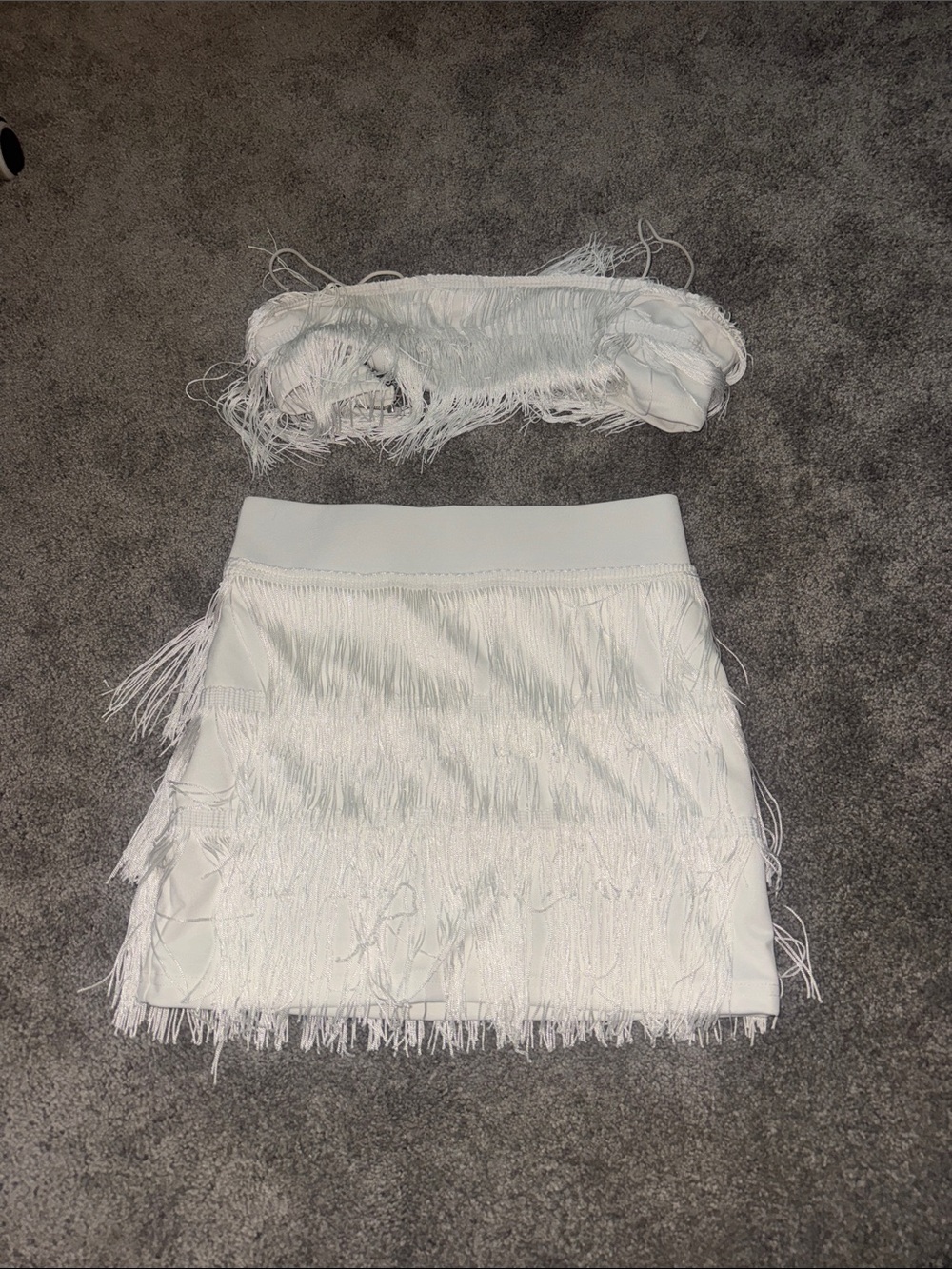 SHEIN White Fringe Mini Skirt